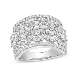 1.45 CT. T.W. Oval Multi-Diamond Edge Wide Band in 10K Gold