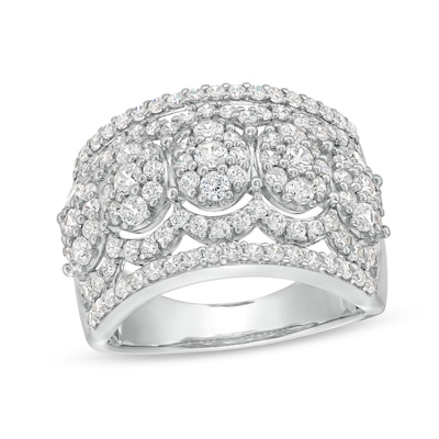 1.45 CT. T.W. Oval Multi-Diamond Edge Wide Band in 10K Gold