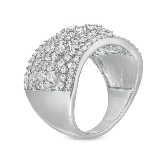 1.45 CT. T.W. Oval Multi-Diamond Edge Wide Band in 10K Gold