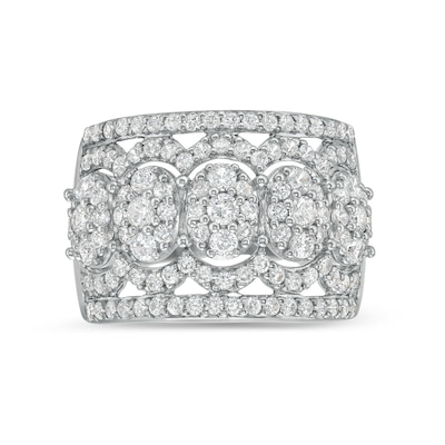 1.45 CT. T.W. Oval Multi-Diamond Edge Wide Band in 10K Gold