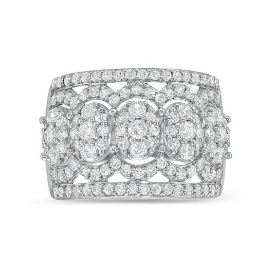 1.45 CT. T.W. Oval Multi-Diamond Edge Wide Band in 10K Gold