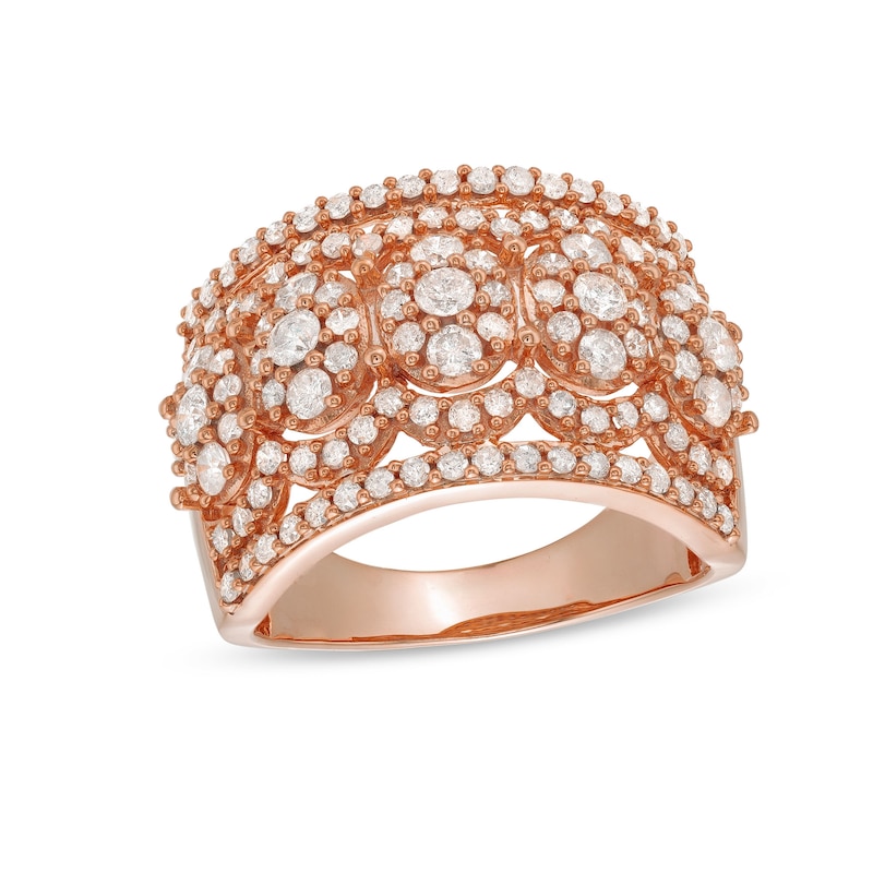 1.45 CT. T.W. Oval Multi-Diamond Edge Wide Band in 10K Rose Gold|Peoples Jewellers