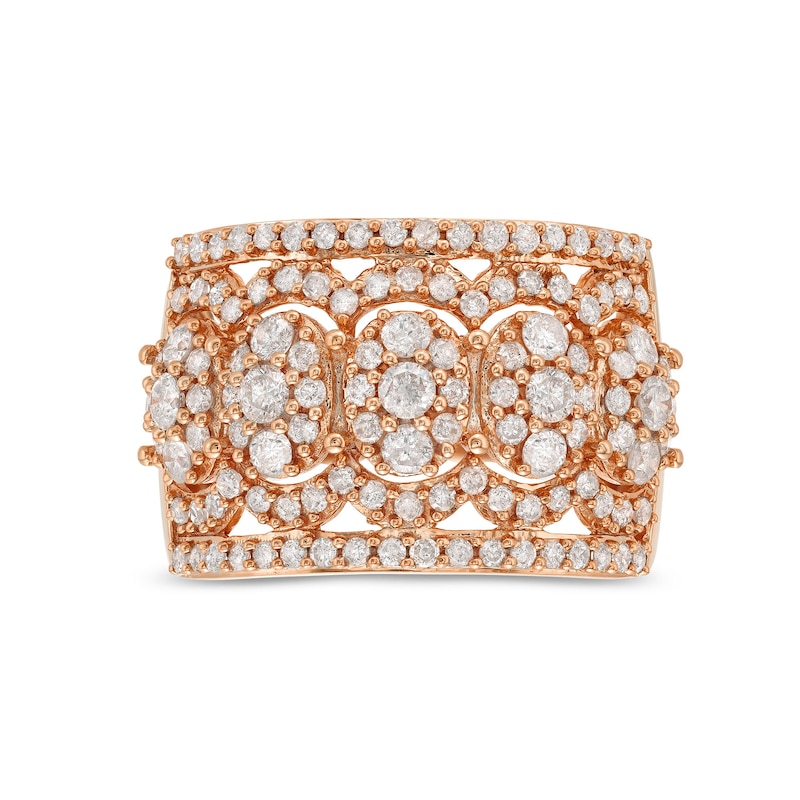 1.45 CT. T.W. Oval Multi-Diamond Edge Wide Band in 10K Rose Gold|Peoples Jewellers