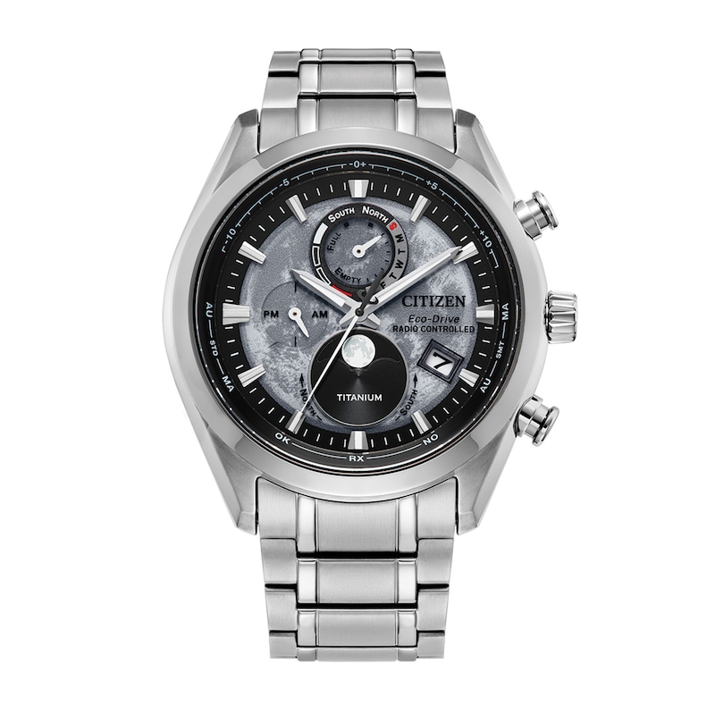 Men's Citizen Eco-Drive® Sport Luxury Super Titanium™ Radio Controlled Chrono Watch with Grey Dial (Model: BY1010-57H)