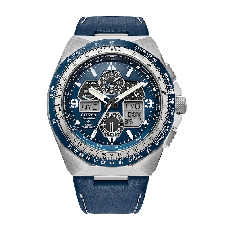 Men's Citizen Eco-Drive® Promaster Air Skyhawk A-T Chronograph Blue Strap Watch with Blue Dial (Model: JY8148-08L)|Peoples Jewellers