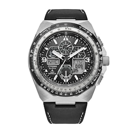 Men's Citizen Eco-Drive® Promaster Air Skyhawk A-T Chronograph Black Strap Watch with Black Dial (Model: JY8149-05E)