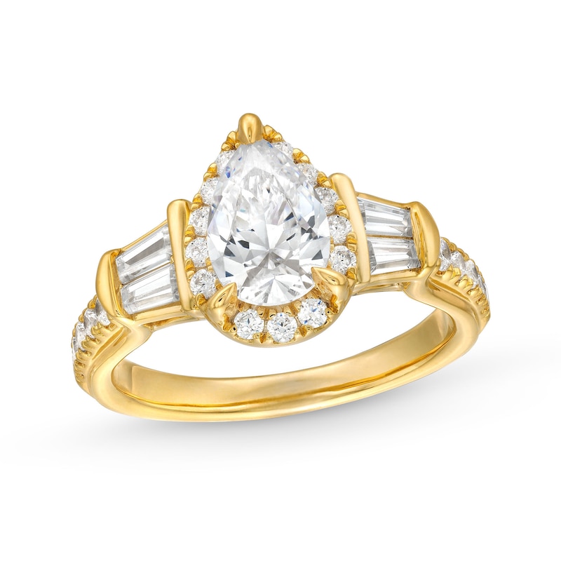 2.00 CT. T.W. Pear-Shaped Certified Lab-Created Diamond Sideways Collar Engagement Ring in 14K Gold (F/SI2)|Peoples Jewellers