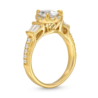 2.00 CT. T.W. Pear-Shaped Certified Lab-Created Diamond Sideways Collar Engagement Ring in 14K Gold (F/SI2