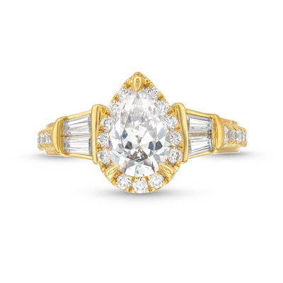 2.00 CT. T.W. Pear-Shaped Certified Lab-Created Diamond Sideways Collar Engagement Ring in 14K Gold (F/SI2