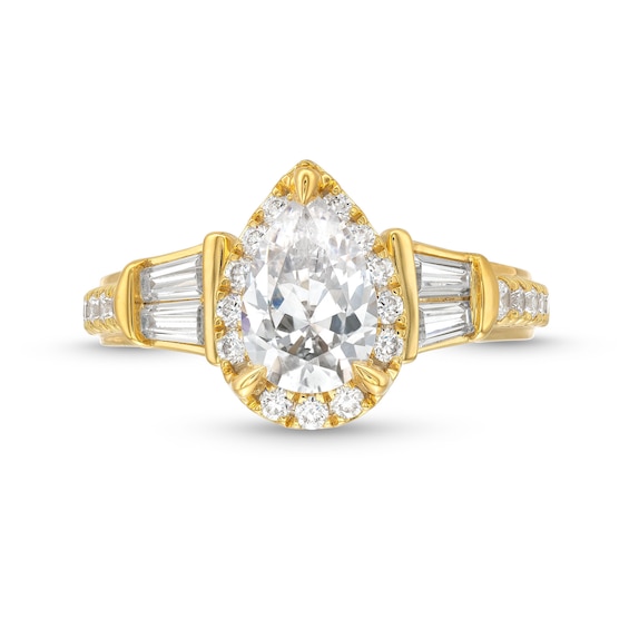 2.00 CT. T.W. Pear-Shaped Certified Lab-Created Diamond Sideways Collar Engagement Ring in 14K Gold (F/SI2