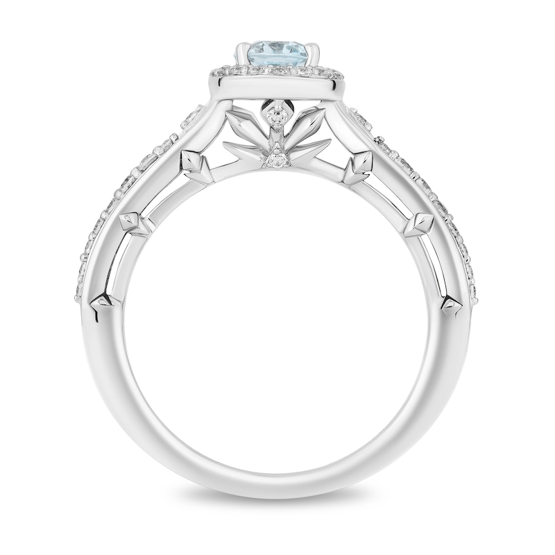 Collector's Edition Enchanted Disney Frozen 10th Anniversary Blue Topaz and Diamond Engagement Ring in 14K White Gold|Peoples Jewellers