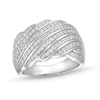 Thumbnail Image 0 of 0.69 CT. T.W. Diamond Linear Multi-Row Rolling Wave Ring in 10K White Gold