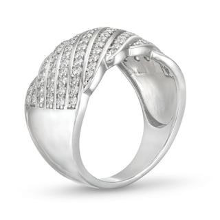 0.69 CT. T.W. Diamond Linear Multi-Row Rolling Wave Ring in 10K Gold