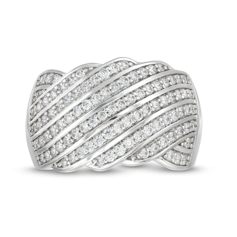 0.69 CT. T.W. Diamond Linear Multi-Row Rolling Wave Ring in 10K Gold|Peoples Jewellers