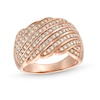 Thumbnail Image 0 of 0.69 CT. T.W. Diamond Linear Multi-Row Rolling Wave Ring in 10K Rose Gold