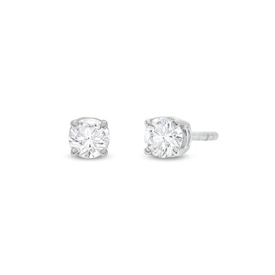 0.10 CT. T.W. Certified Lab-Created Diamond Solitaire Stud Earrings in Sterling Silver (I/SI2)