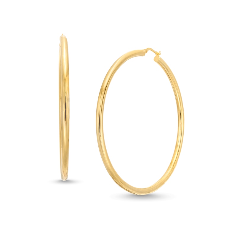 60.0mm Tube Hoop Earrings in Hollow 10K Gold|Peoples Jewellers