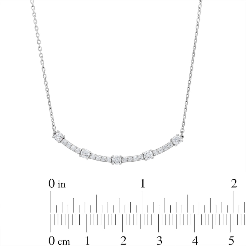 0.50 CT. T.W. Certified Lab-Created Diamond Station Curved Bar Necklace in 10K White Gold (F/SI2)|Peoples Jewellers