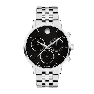 Men's Movado Museum® Classic Chronograph Watch with Black Dial and Date Window (Model: 0607776)