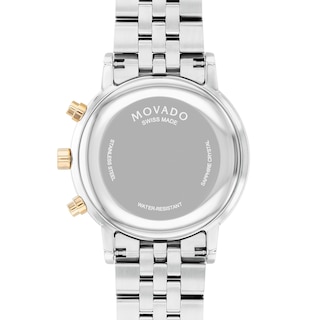 Men's Movado Museum® Classic Two-Tone PVD Chronograph Watch with Black Dial and Date Window (Model: 0607777)