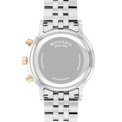 Men's Movado Museum® Classic Two-Tone PVD Chronograph Watch with Black Dial and Date Window (Model: 0607777)