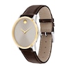 Thumbnail Image 1 of Men's Movado Museum® Classic Gold-Tone PVD Brown Strap Watch with Dotted Grey Dial (Model: 0607800)