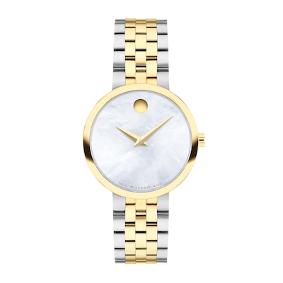 Ladies' Movado Museum® Classic Two-Tone PVD Watch with Mother-of-Pearl Dial (Model: 0607812)