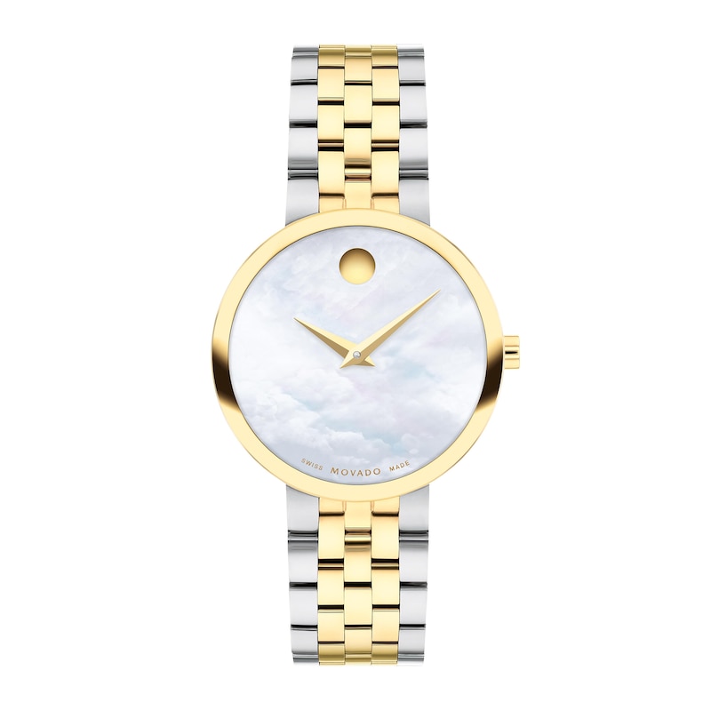 Ladies' Movado Museum® Classic Two-Tone PVD Watch with Mother-of-Pearl Dial (Model: 0607812)|Peoples Jewellers