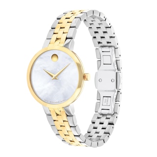 Ladies' Movado Museum® Classic Two-Tone PVD Watch with Mother-of-Pearl Dial (Model: 0607812)