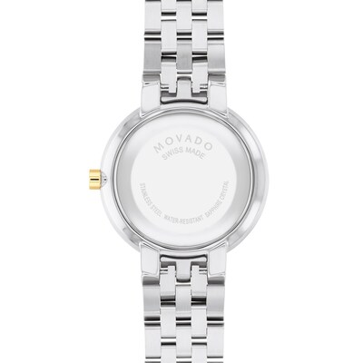 Ladies' Movado Museum® Classic Two-Tone PVD Watch with Mother-of-Pearl Dial (Model: 0607812)