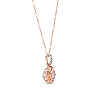 Le Vian® 6.0mm Cushion-Cut Morganite and 0.11 CT. T.W. Diamond Pendant in 14K Strawberry Gold™