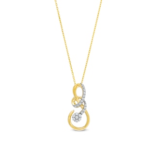 0.20 CT. T.W. Multi-Diamond Ribbon Wrapped Infinity Symbol Pendant in 10K Gold