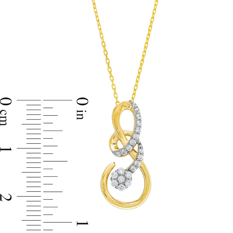 0.20 CT. T.W. Multi-Diamond Ribbon Wrapped Infinity Symbol Pendant in 10K Gold