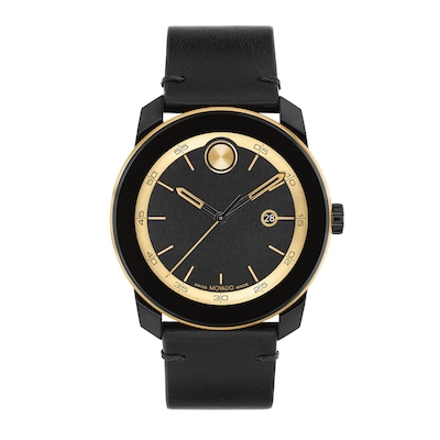 Men's Movado Bold® TR90 Black Strap Watch with Gold-Tone Dial and Date Window (Model: 3601130)