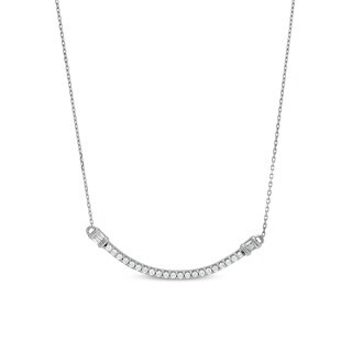 0.25 CT. T.W. Diamond Collar Curved Bar Necklace in 10K White Gold