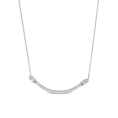 0.25 CT. T.W. Diamond Collar Curved Bar Necklace in 10K White Gold