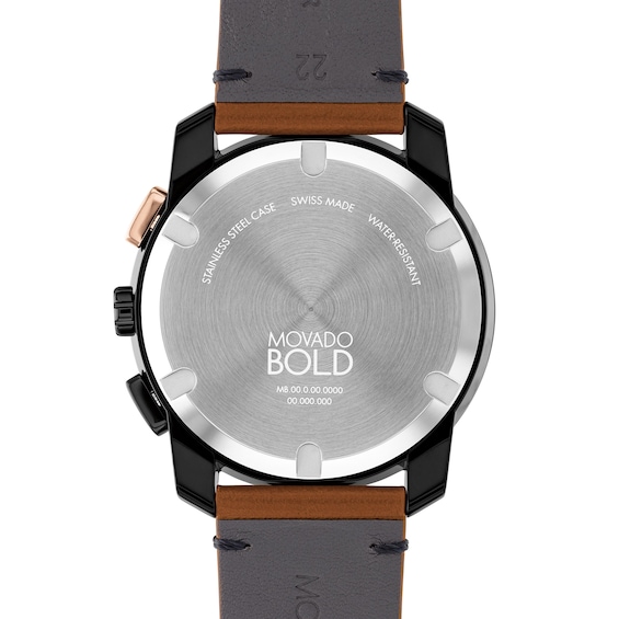 Men's Movado Bold® TR90 Brown Strap Watch with Black and Bronze-Tone Dial and Date Window (Model: 3601115)