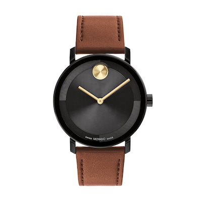 Men's Movado Bold® Evolution IP Brown Strap Watch with Textured Tonal Dial (Model