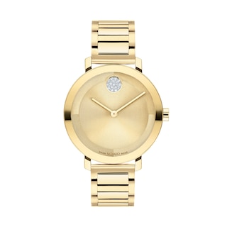 Ladies' Movado Bold® Evolution Crystal Accent Gold-Tone IP Watch with Textured Tonal Gold-Tone Dial (Model: 3601106)