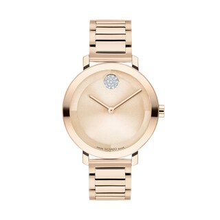 Ladies' Movado Bold® Evolution Crystal Accent Rose-Tone IP Watch with Textured Tonal Rose-Tone Dial (Model: 3601107)