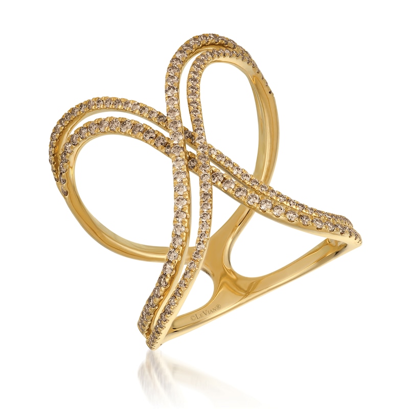 Le Vian® 0.60 CT. T.W. Nude Diamonds™ Double Row Open "X" Ring in 14K Honey Gold™|Peoples Jewellers