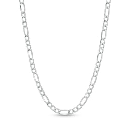 Men's Diamond-Cut 3.3mm Figaro Chain Necklace in Hollow 10K White Gold - 22&quot;