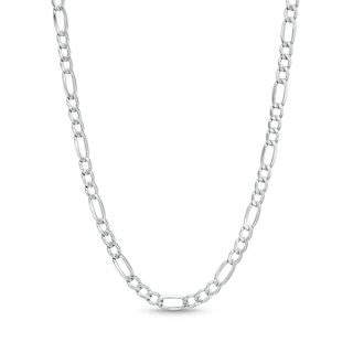 Men's Diamond-Cut 3.3mm Figaro Chain Necklace in Hollow 10K White Gold - 22"