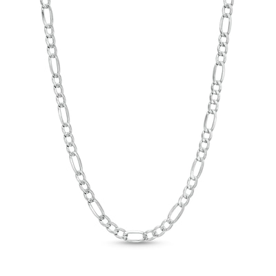 Men's Diamond-Cut 3.3mm Figaro Chain Necklace in Hollow 10K White Gold - 22"