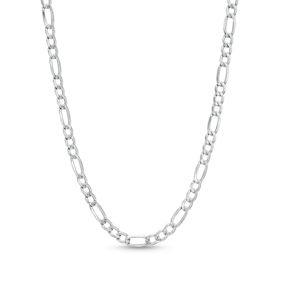 Men's Diamond-Cut 3.3mm Figaro Chain Necklace in Hollow 10K White Gold - 22"