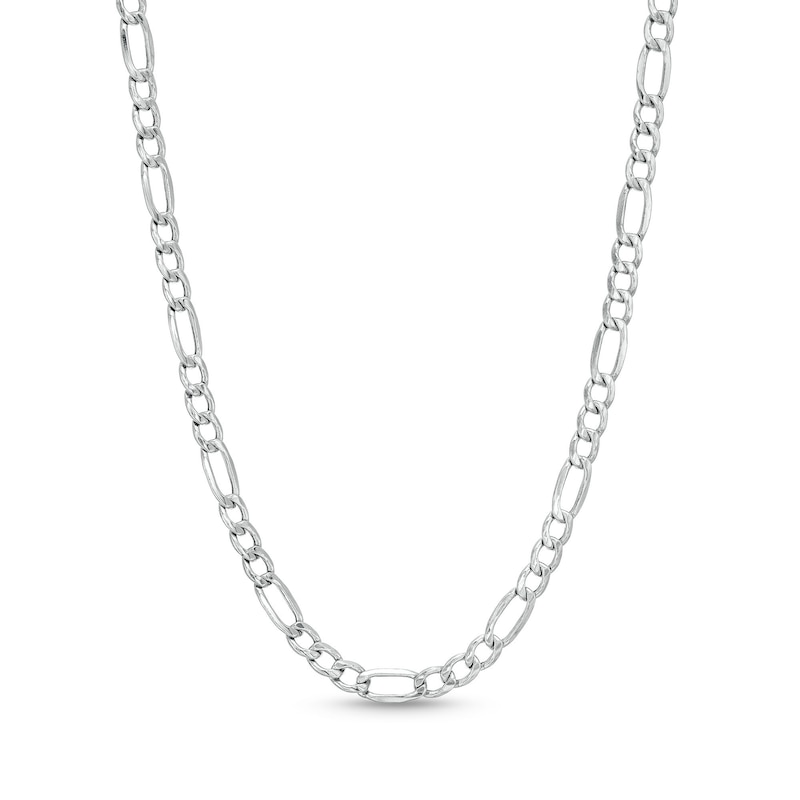 Men's Diamond-Cut 3.3mm Figaro Chain Necklace in Hollow 10K White Gold - 22"|Peoples Jewellers