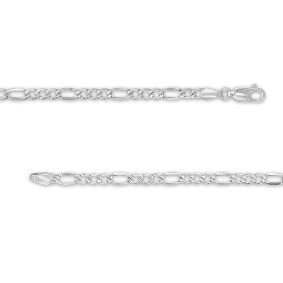 Men's Diamond-Cut 3.3mm Figaro Chain Necklace in Hollow 10K White Gold - 22"