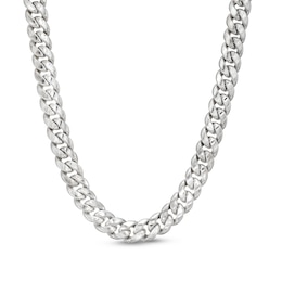 Men's 7.6mm Cuban Curb Chain Necklace in Hollow 14K White Gold - 22&quot;