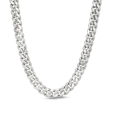 Men's 7.6mm Cuban Curb Chain Necklace in Hollow 14K White Gold - 22"