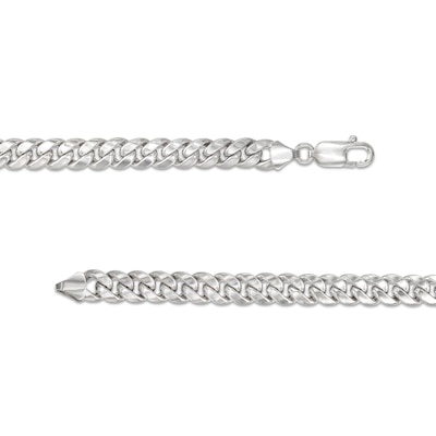 Men's 7.6mm Cuban Curb Chain Necklace in Hollow 14K White Gold - 22"